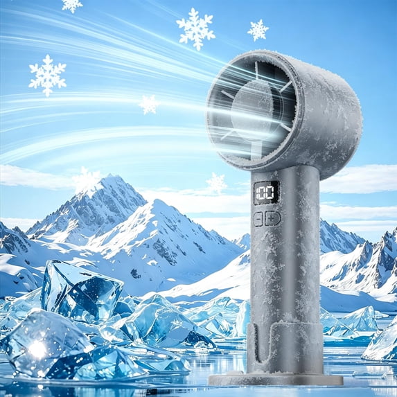 Lenkho Turbo Handheld Fan with LED Digital Display, High-Speed Portable Personal Fan with Base, Rechargeable USB Fan, Ideal for Travel, Commuting, Outdoor Activities