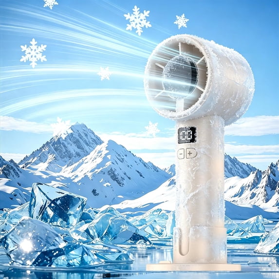 Lenkho Turbo Handheld Fan with LED Digital Display, High-Speed Portable Personal Fan with Base, Rechargeable USB Fan, Ideal for Travel, Commuting, Outdoor Activities