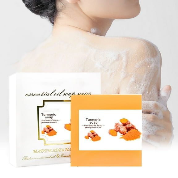 Lenkho Turmeric Soap Bar, Turmeric Brightening Soap, Exfoliating Face & Body Treatment, Firming Pores, Refreshing, Deep Cleansing With Rich Foaming and Even Skin Tone
