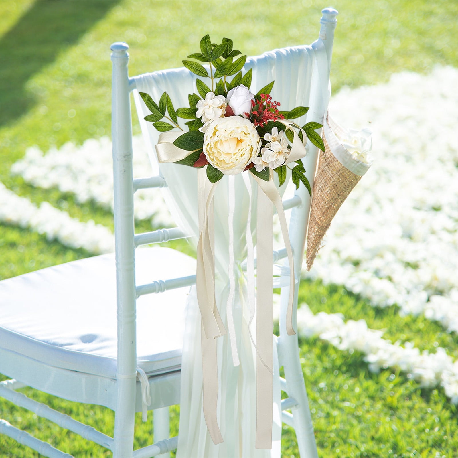 Lenkho Valentine's Day Mori Chair Back Flowers Church Benches Seat Back ...