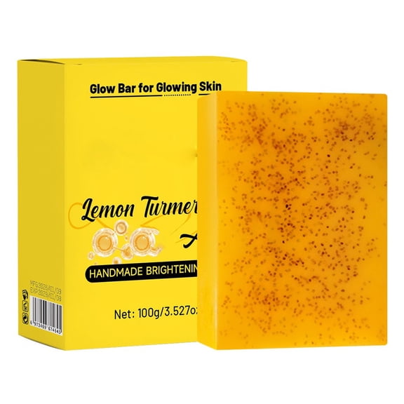 Lenkho Yellow Foam Turmeric & Lemon Soap Bar - Oil Control & Exfoliating - Natural Brightening Formula for Face & Body - Gentle Cleansing for Radiant Skin - 100g
