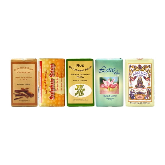 Lenman & Kemp  Glycerine Soap cinnamon 3.35oz + Sulphur Soap 3.3oz + Rue Glycerine Soap Ruda 3.35oz + lotus and Violet Soap 3.35oz + Florida Water Soap 3.35oz