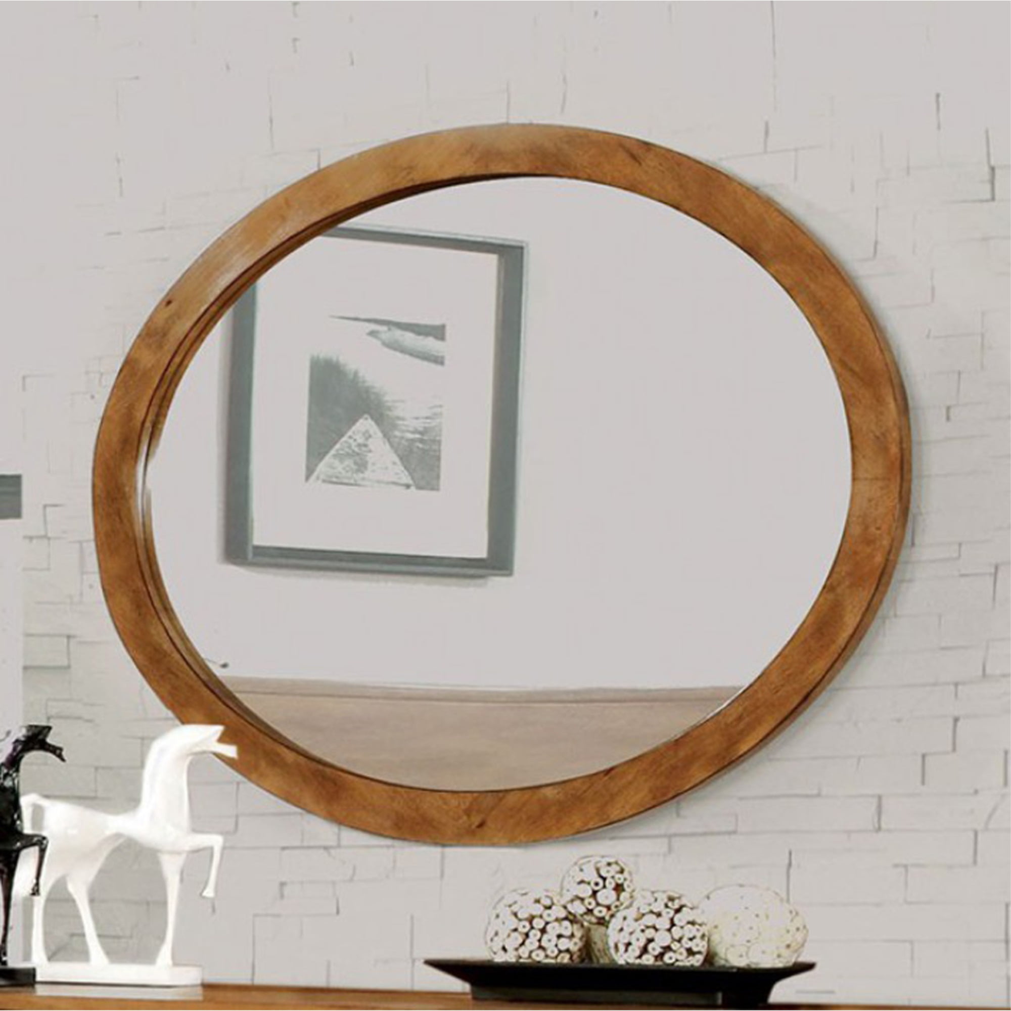 Lennart Wall Mounted Oval Mirror In Oak Finish