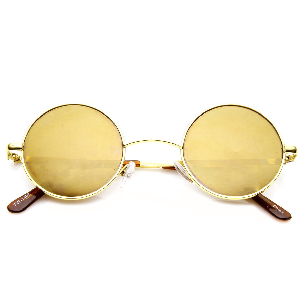 Lennon Style Round Circle Metal Sunglasses with Color Mirror Lens
