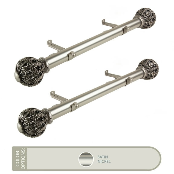 Lennox 1.5" Side Curtain Rod 18 inch Long (Set of 2) - Satin Nickel