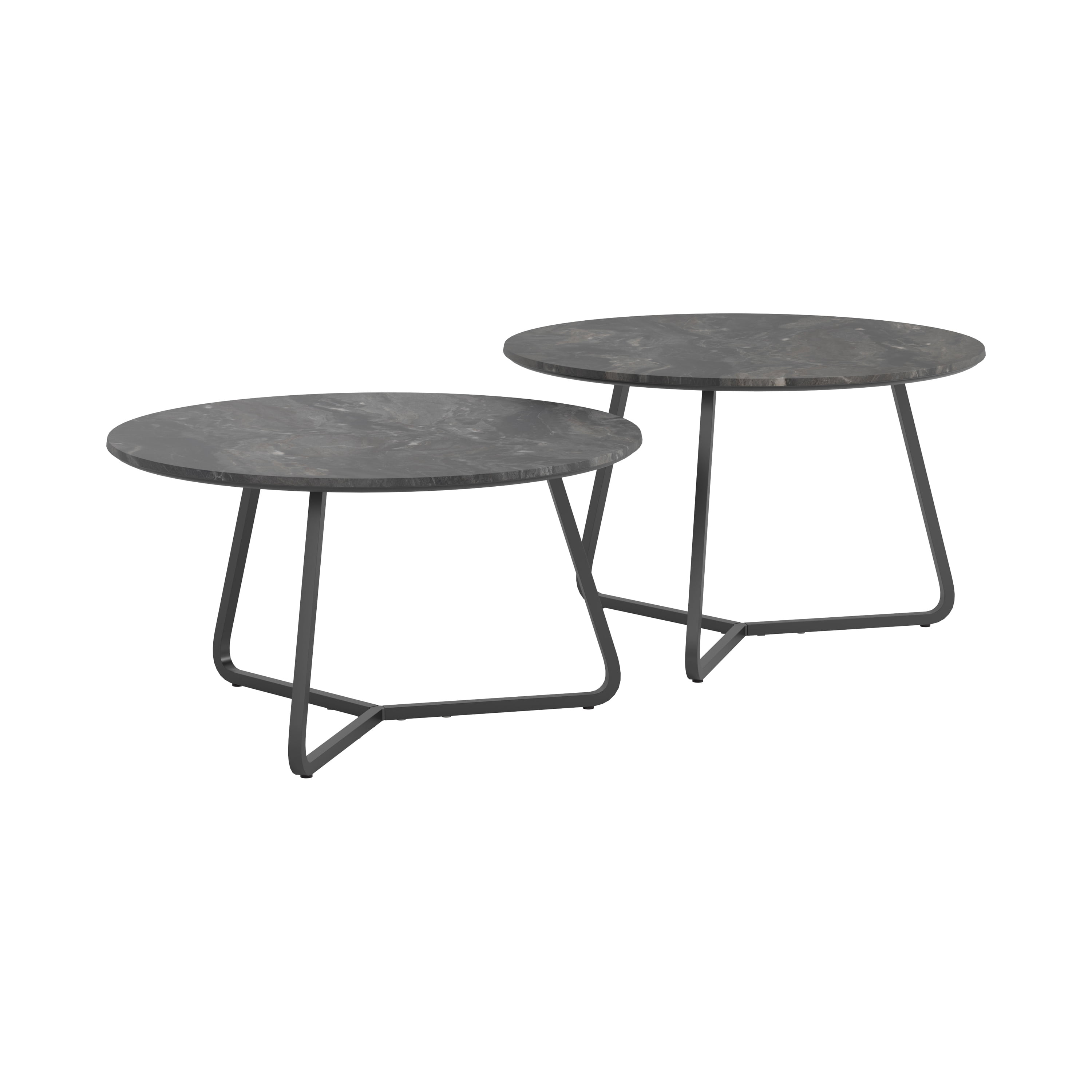 Lennox 2piece Round Coffee Table Set Faux Slate and Matte Black