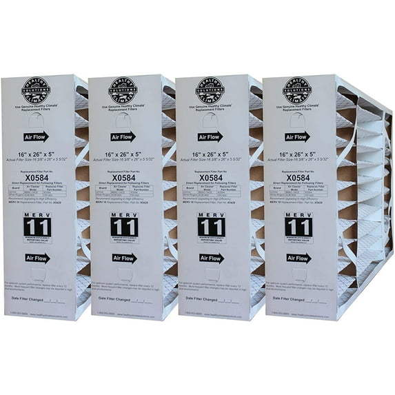 Lennox X0584 (4-Pack) - 16" x 26" x 5" Healthy Climate Replacement Filter, MERV 11