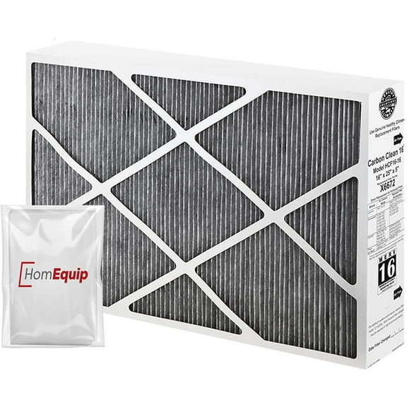 Lennox X6672 Furnace Filters, Carbon Clean Healthy Climate 16x25x5 Air Filter Replacement Merv 16 Filter Media with Homequip Disposal Bag