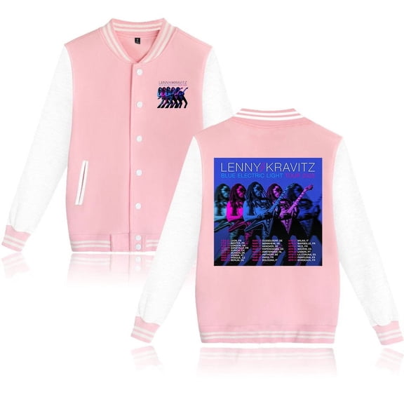 Lenny Kravitz Blue Electric Light 2025 Tour Jackets Hip Hop Style Baseball Uniform