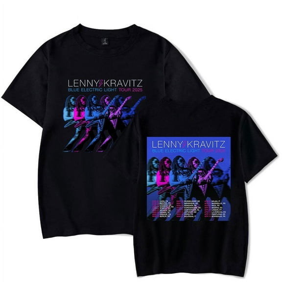 Lenny Kravitz Blue Electric Light Tour 2025 Tee Shirt Casual Short Sleeve Cool Tshirt