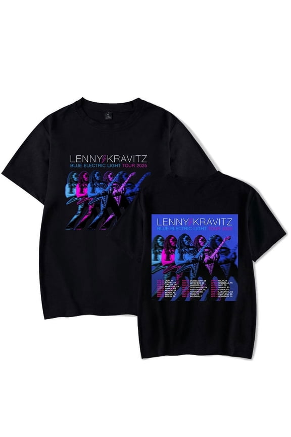 Lenny Kravitz Blue Electric Light Tour 2025 Tee Shirt Casual Short Sleeve Cool Tshirt