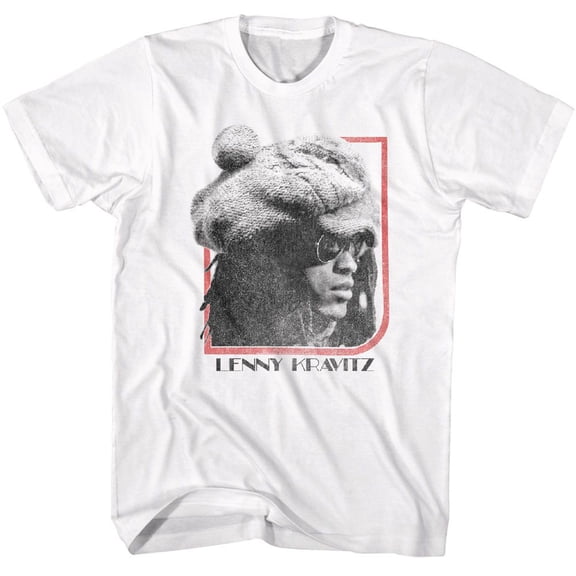 Lenny Kravitz Big Hat Men's T Shirt (White, AdultXL)