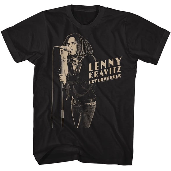 Lenny Kravitz Stark Microphone Black Adult T-Shirt Lt