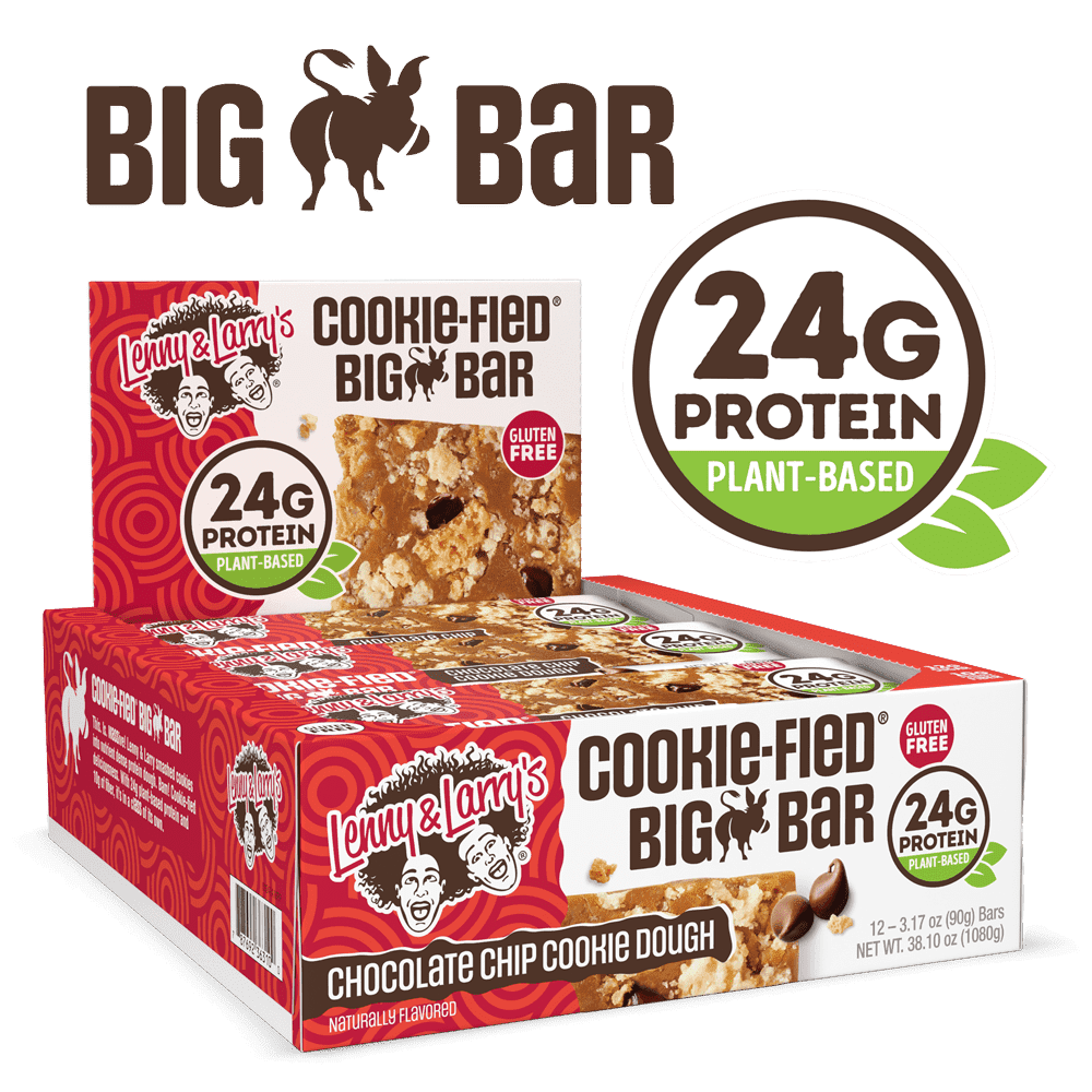 Cookie-fied Big Bar Chocolate Chip Cookie Dough, Plant-Based Protein Bar, Gluten-Free, Vegan and Non-GMO, 12 Count