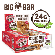 Cookie-fied Big Bar Chocolate Chip Cookie Dough, Plant-Based Protein Bar, Gluten-Free, Vegan and Non-GMO, 12 Count