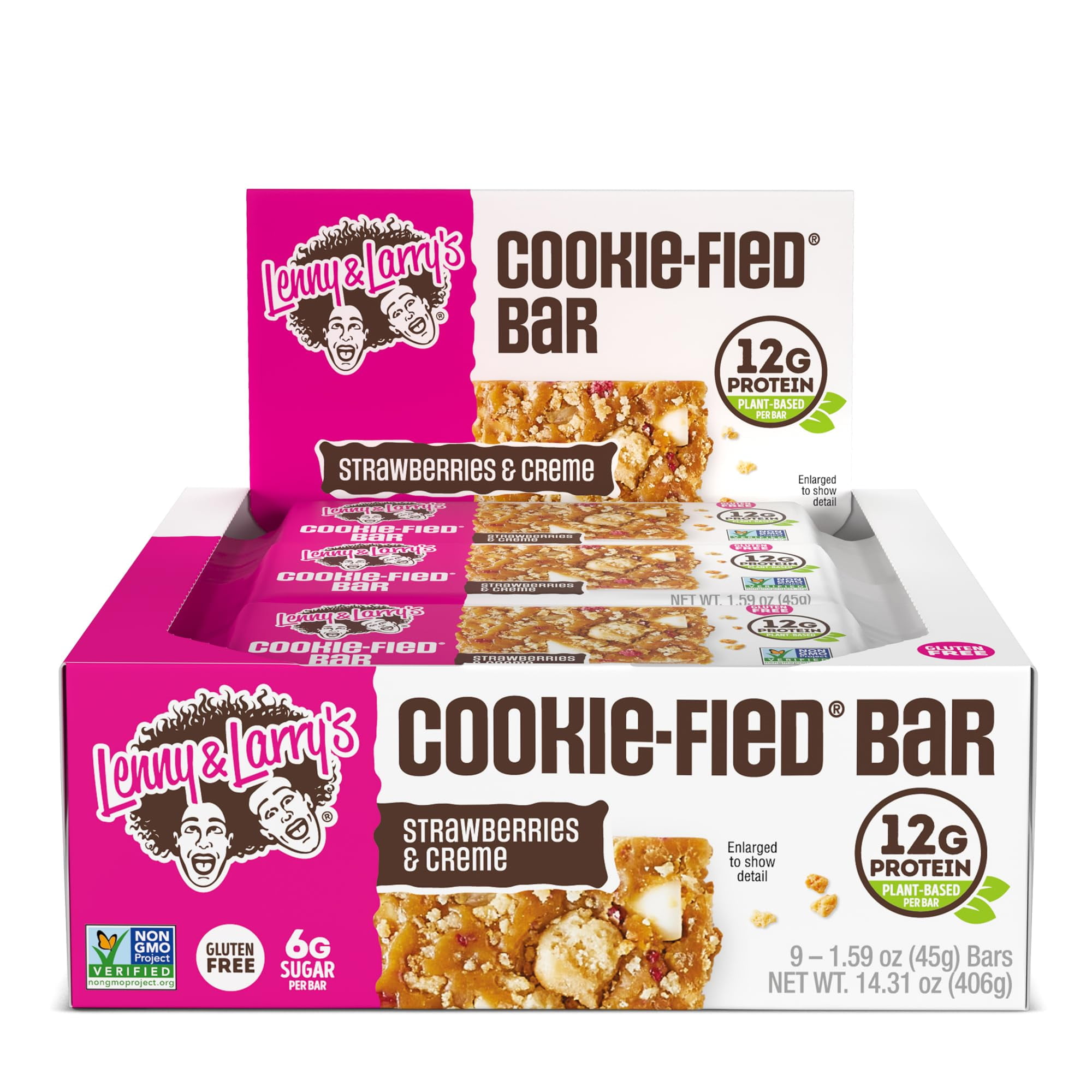 Lenny & Larry's Cookie-fied Plant-Based Protein Bar, Vegan and Non-GMO, Strawberries & Crme, 45 g, (Pack of 9)ZAZK348