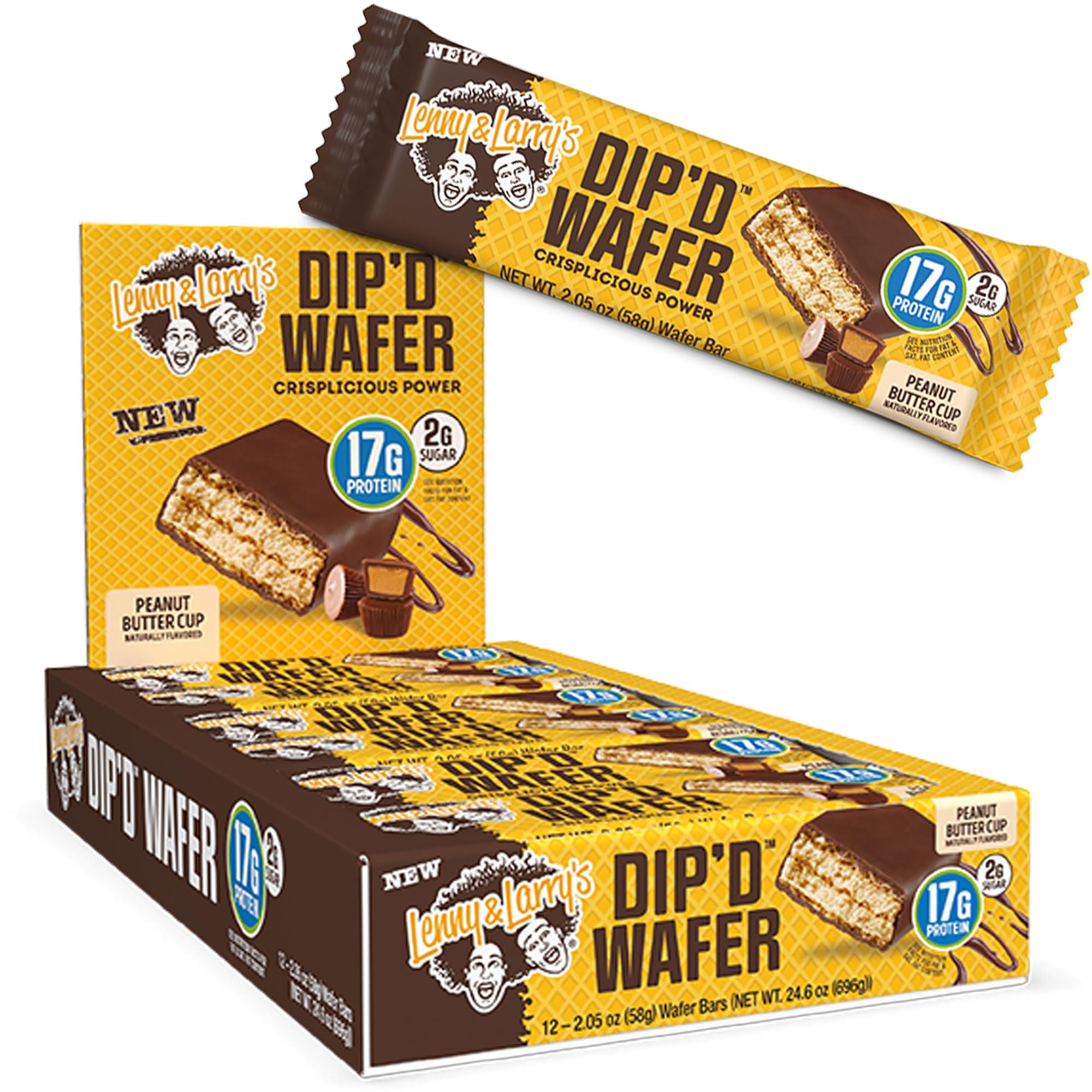 Lenny & Larry's Dip'd Wafer Bar, Peanut Butter Cup, 17g Dairy & Plant