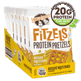 thumbnail image 1 of Lenny & Larry's Fitzels Protein Pretzels Snack, Boujie Mustard, 20g of Protein, 8 Pack, 1 of 7