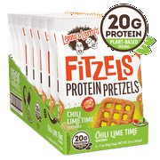 Lenny & Larry's Fitzels Protein Pretzels Snack,Chili Lime Time, 20g of Protein, 8 Pack