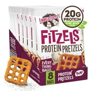 Lenny & Larry's Fitzels Protein Pretzels Snack, Everything Bagel, 20g of Protein, 8 Pack