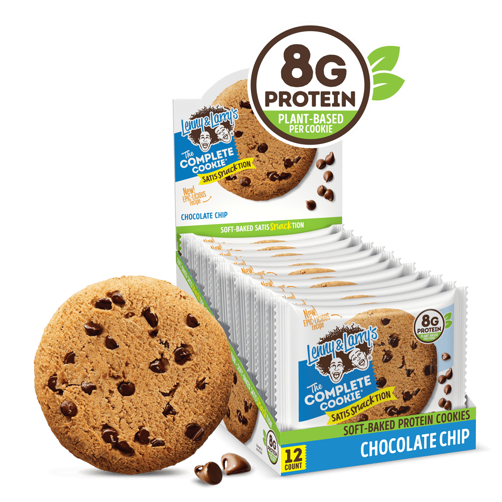 Lenny & Larry's The Complete Cookie, Chocolate Chip, 8g Plant Protein, Certified Vegan, Non-GMO, 2 Ounce Cookie, 12 Count