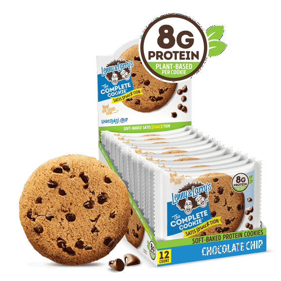 Lenny & Larry's The Complete Cookie, Chocolate Chip, 8g Plant Protein, Certified Vegan, Non-GMO, 2 Ounce Cookie, 12 Count