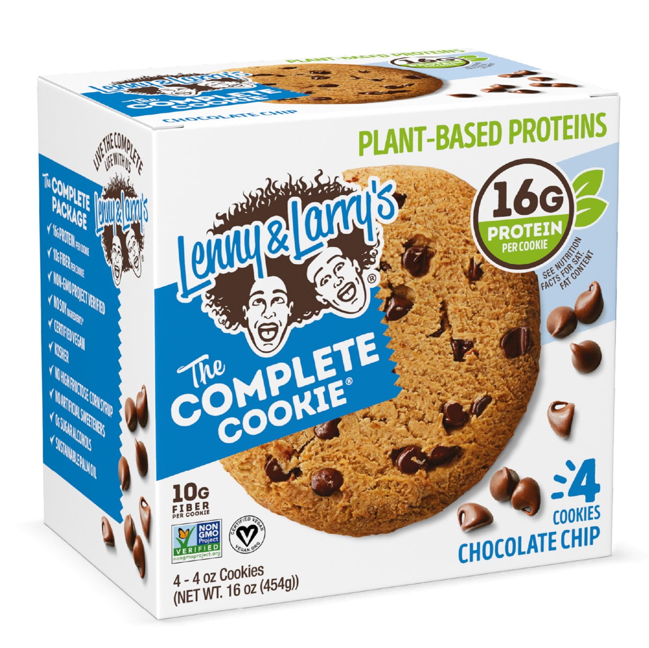 Lenny & Larry's The Complete Cookie, Chocolate Chip, Soft Baked, 16g Plant  Protein, Vegan, Non-GMO, 4 Ounce Cookie (Pack of 12)