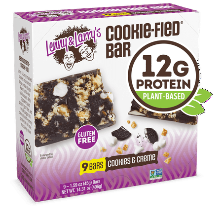 Lenny & Larry's The Complete Cookie-Fied Bar, Plant-Based Protein, Cookies & Creme, 9 ct