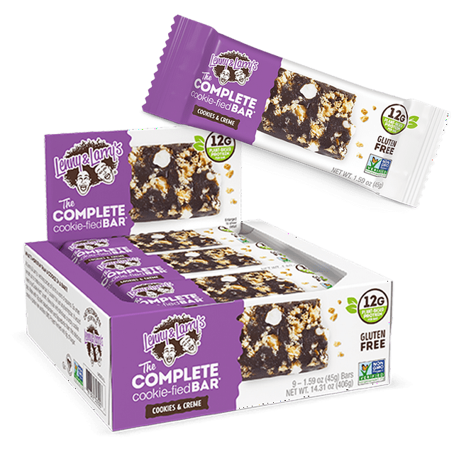 Lenny & Larry's The Complete Cookie-Fied Bar, Plant-Based Protein, Cookies & Creme, 9 ct