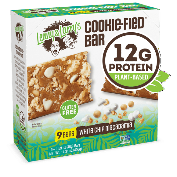 Lenny & Larry's The Complete Cookie-Fied Bar, Plant-Based Protein, White Chip Macadamia, 9 ct