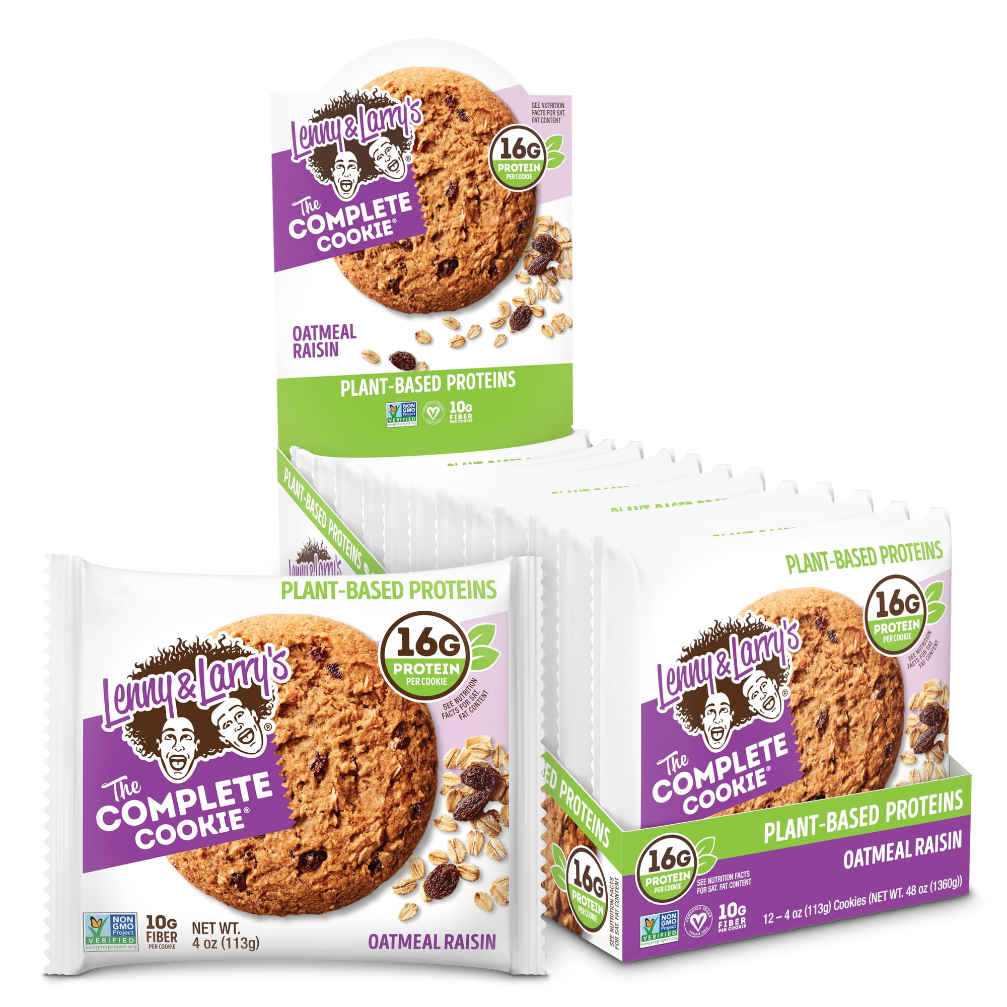 Lenny & Larry's Vegan Protein Complete Cookie, Oatmeal Raisin, 4 oz, 12 ...
