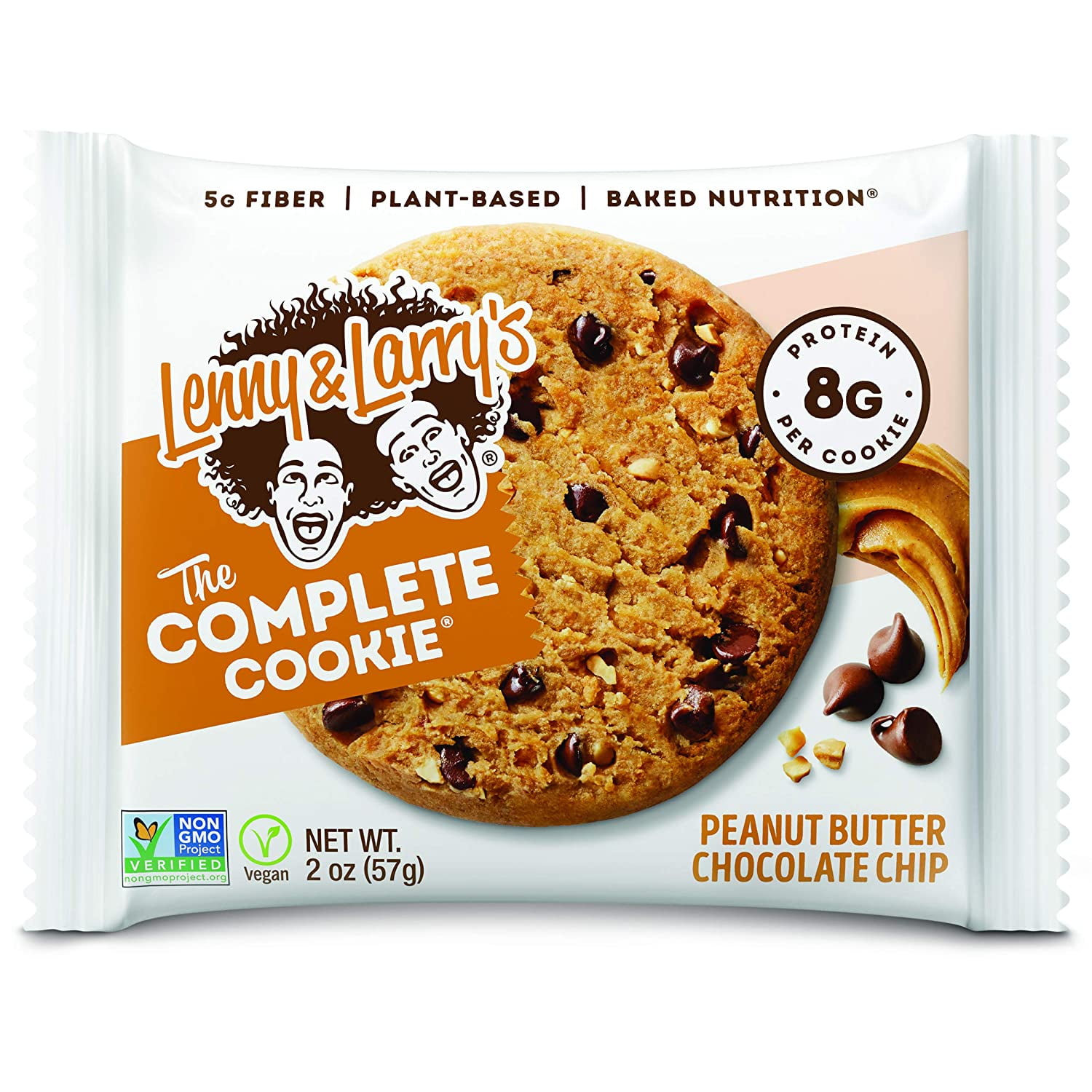 Lenny & Larry's The Complete Cookie, Peanut Butter Chocolate Chip, 2oz, 12 Ct - Plant-Based Protein Cookies, Vegan and Non-GMO