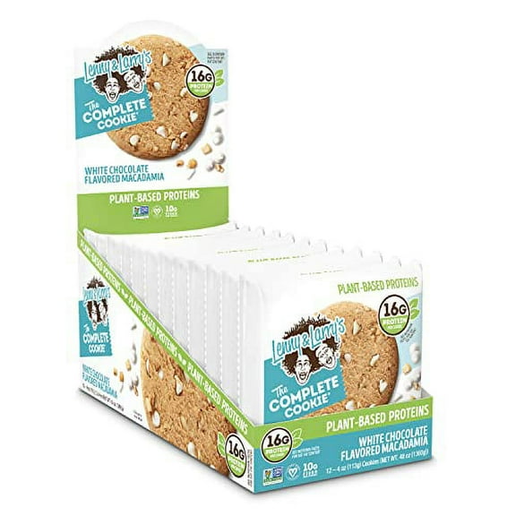 Lenny & Larry's The Complete Cookie, White Chocolaty Macadamia, Soft Baked, 16g Plant Protein, Vegan, Non-GMO, 4 Ounce Cookie (Pack of 12)