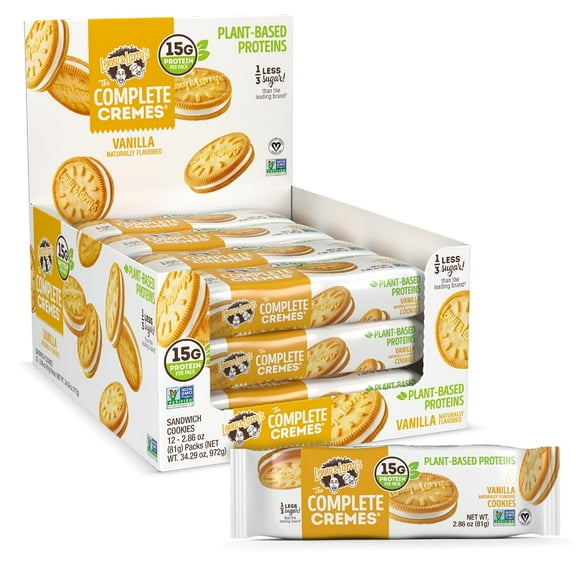 Lenny & Larry's The HHA1Complete Cremes, Sandwich Cookies, Vanilla, Vegan, 5g Plant Protein, 6 Cookies Per Pack (Box of 12)