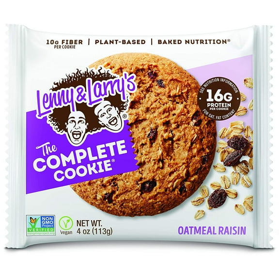 Lenny and Larry's The Complete Cookie, Oatmeal Raisin, Soft Baked, 16g Plant Protein, Vegan, Non-GMO, 4 Ounce Cookies (Pack of 12)