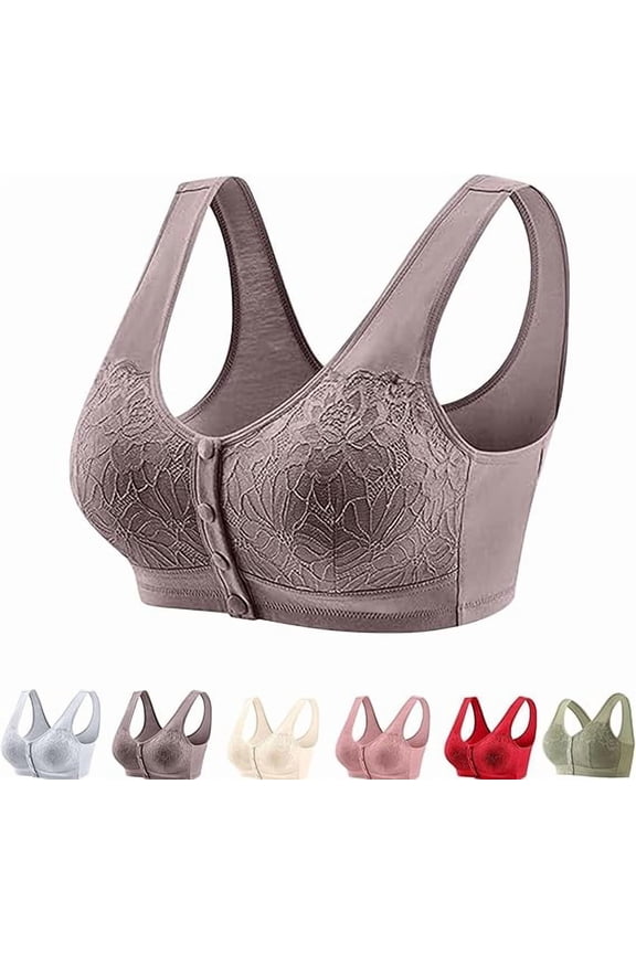 Lenocharm Bra, Posy Bra - Comfortable Front Button Wireless ShapingBra, Full Coverage Breathable CottonBra(Purple,Small)