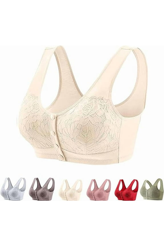 Lenocharm Bra, Posy Bra - Comfortable Front Button Wireless ShapingBra, Full Coverage Breathable CottonBra(Skin,X-Large)