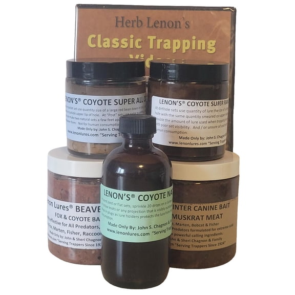 Lenon Lures Coyote Kit - 4 oz. Lures, 8 oz Bait and Classic Herb Lenon Trapping Dvd Video