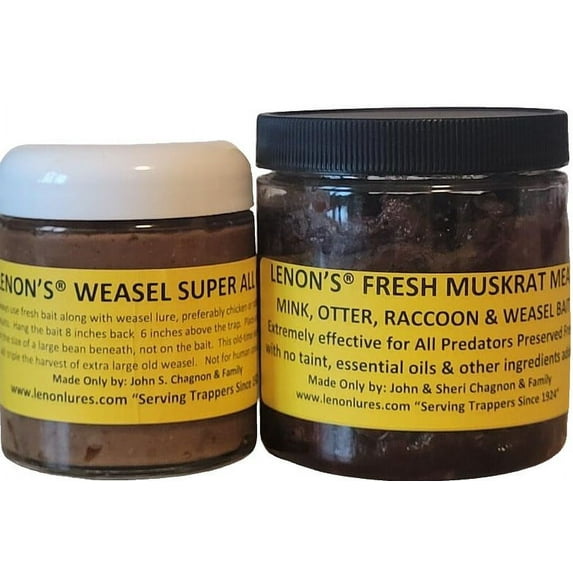 Lenon's Mink Trapper Special 4 oz Mink Super Range All Call Lure & 4 oz Jar Shellfish Paste Bait