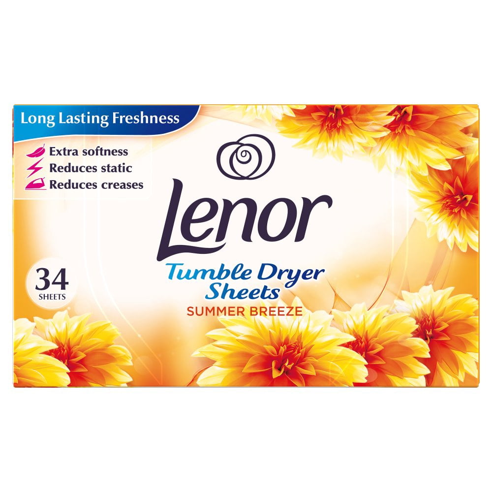 Lenor Fabric Tumble Dryer Sheets Summer Breeze, 34 Sheets (pack of 6)