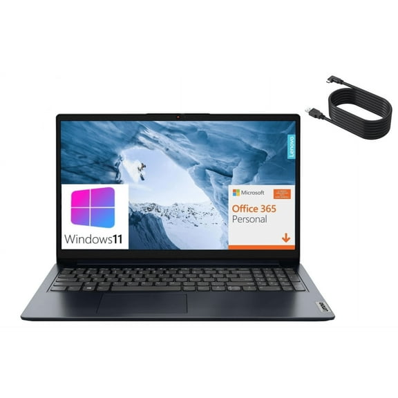 Lenovo 15.6" FHD Display Laptop, Intel Pentium Silver N6000, 4GB DDR4, 128GB SSD, Abyss Blue