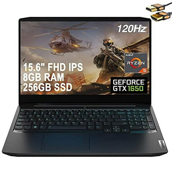 Lenovo 2021 Flagship IdeaPad 3 Gaming 15 Laptop 15.6" FHD IPS 120Hz AMD 6-Core Ryzen 5 4600H (Beats i7-8750H) 8GB RAM 256GB SSD GeForce GTX 1650 4GB Backlit USB-C Dolby Win10 Black + HDMI Cable