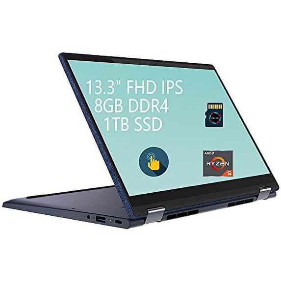 Lenovo 2021 Premium Yoga 6 13 2-in-1 Laptop | 13.3" FHD IPS 72% NTSC Touchscreen | AMD 6-Core Ryzen 5 5500U (> i7-10510U) | 8GB DDR4 1TB SSD | Backlit FP Dolby Win10 Blue + 32GB MicroSD Card