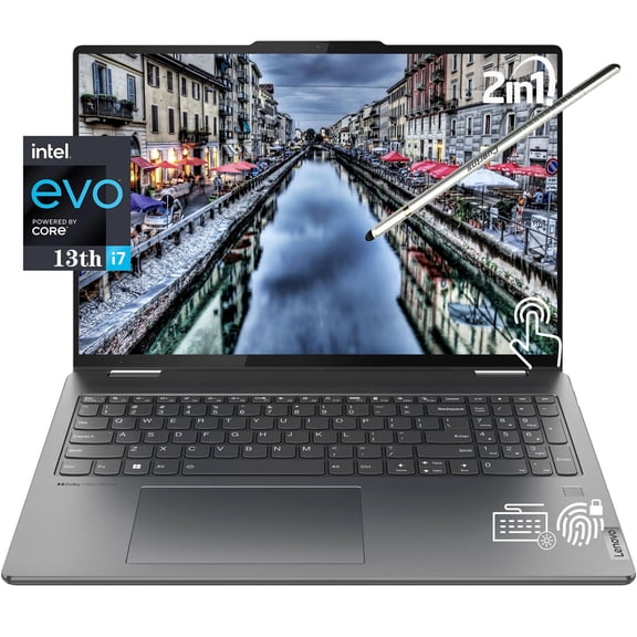 Lenovo 2023 Yoga 7i 16" 2-in-1 Touchscreen Laptop, 13th Intel Evo Platform 10-Core i7-1355U, 16GB LPDDR5 RAM, 1TB SSD, Intel Iris Xe Graphics, Backlit KB, FP, 1080p IR Webcam, Win11 Home