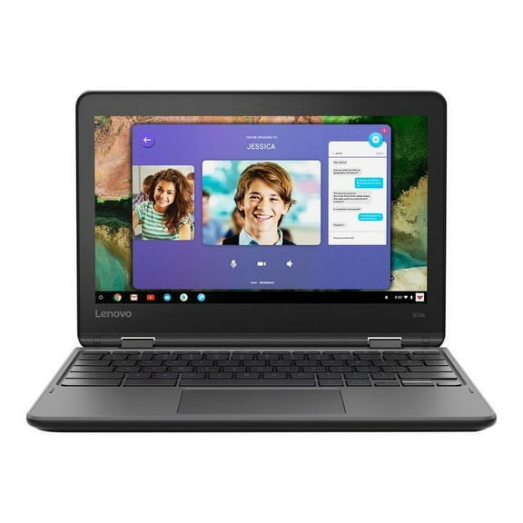 Restored Lenovo 300e Chromebook (2nd Gen) MTK 81QC - Flip design - MT8173c - Chrome OS - PowerVR GX6250 - 4 GB RAM - 32 GB eMMC - 11.6" IPS touchscreen 1366 x 768 (HD) - Wi-Fi 5 - black - kbd: US