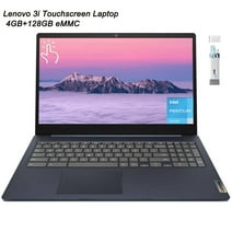 Lenovo 3i Chromebook Laptop, 15.6" FHD IPS Touchscreen, 4GB RAM, 128GB eMMC, Intel Pentium Quad-Core Processor, USB-C, Chrome OS, Cefesfy Multifunctional Brush