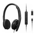 thumbnail image 1 of Lenovo UC VoIP USB-C Wired On-Ear Headset, Black, 1 of 5
