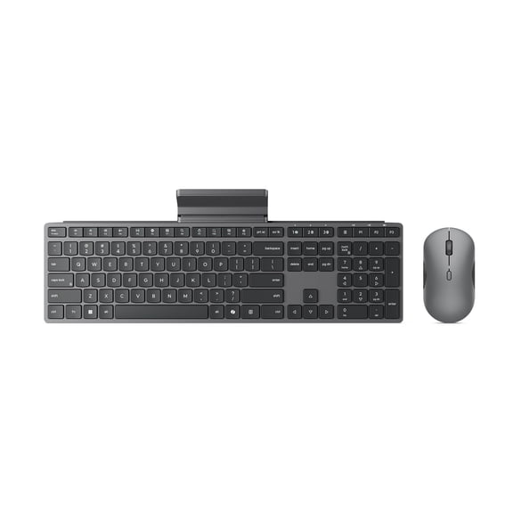 Lenovo 700 Modern Wireless Keyboard & Mouse Combo, 2.4 GHz Dongle & Dual Bluetooth Connection, AES-128 Encryption, 36 Month Battery Life, Quiet Mouse, Luna Grey