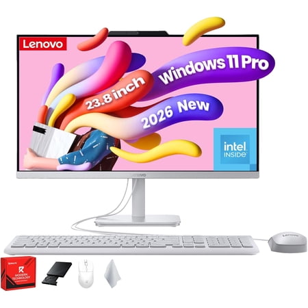 Lenovo A100 AIO Desktop| 23.8" FHD Anti-glare All-In-One Computer| 16GB RAM|512GB SSD| Intel 4-Core CPU| Webcam| Wi-Fi 6| RJ-45|Windows 11 Pro| Keyboard & Mouse| for Business & Students