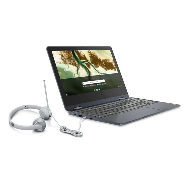 Lenovo ChromeBook 3 14" with Headset Bundle, Celeron N4020, 4G RAM, 64G eMMC, Chrome OS, Abyss Blue, 82C1002AUS